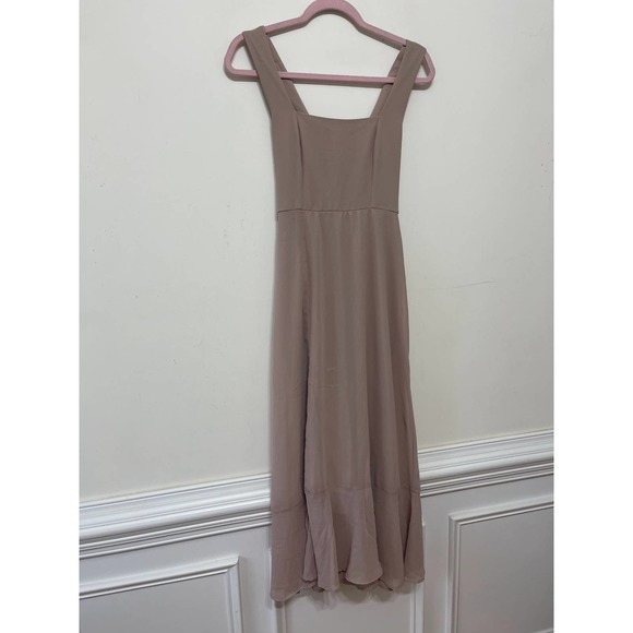 Show Me Your Mumu Claire Midi Dress Soft Beige Chiffon Size Medium Boho Lined - Picture 6 of 8
